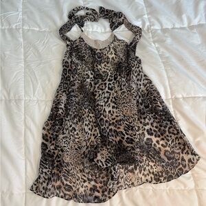 Victoria's Secret babydoll leopard lace tank top sleepwear neck hang Crystals L